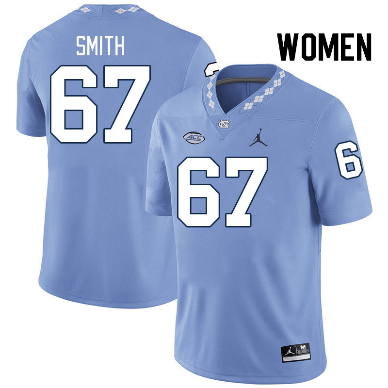 Women #67 Jason Smith North Carolina Tar Heels College Football Jerseys Stitched-Carolina Blue